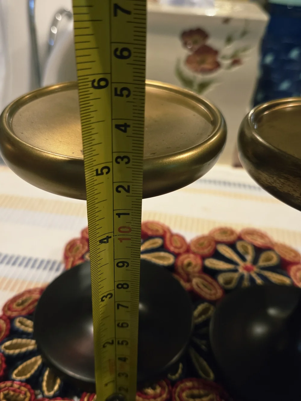Crate&Barrel Black and Gold Round Pedestal Candle Holders (Pair)